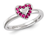 1/5 Carat (ctw) Lab-Created Ruby Heart Promise Ring in Sterling Silver